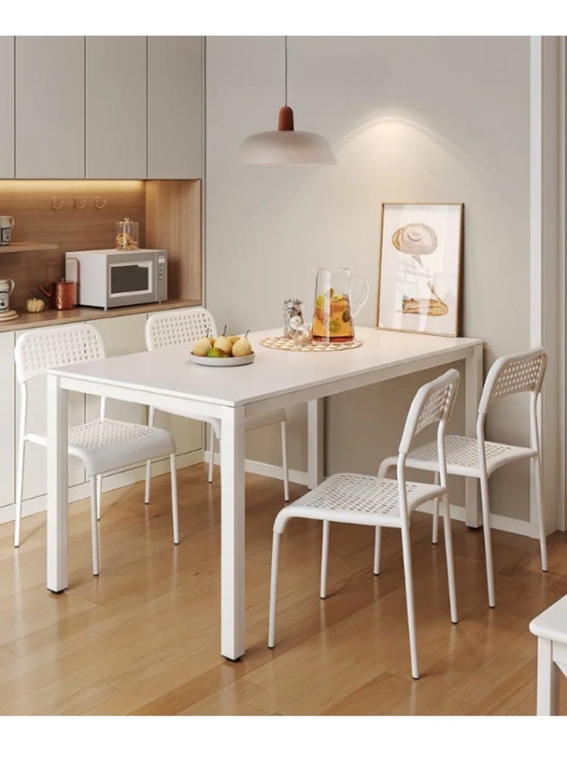 MAAS Modern Design Rectangular Wooden Dining Table with Metal Legs for Kitchen, Dining and Living Room, Multi-Purpose, Size 107X70X76 CM, Color White - Image 4