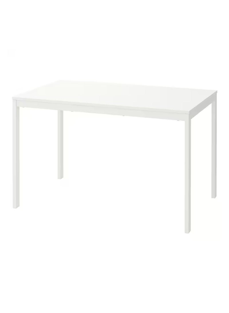 MAAS Modern Design Rectangular Wooden Dining Table with Metal Legs for Kitchen, Dining and Living Room, Multi-Purpose, Size 107X70X76 CM, Color White - Image 2