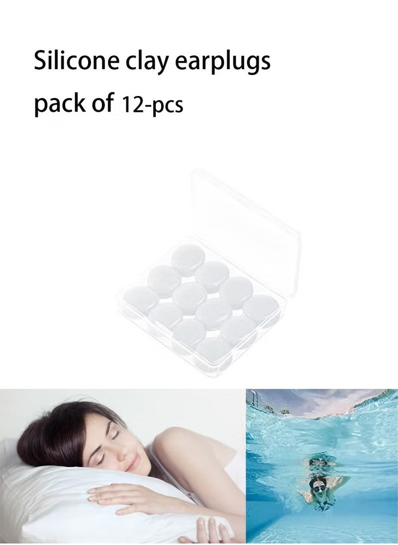 Generic Wax Ear Plugs For Sleeping, Swimming - 12 Soft Noise Reducing Silicone Wax Ear Plugs For Sleeping And Swimming, Ear Protection, Noise Isolation Rating 32 Db  - Image 1