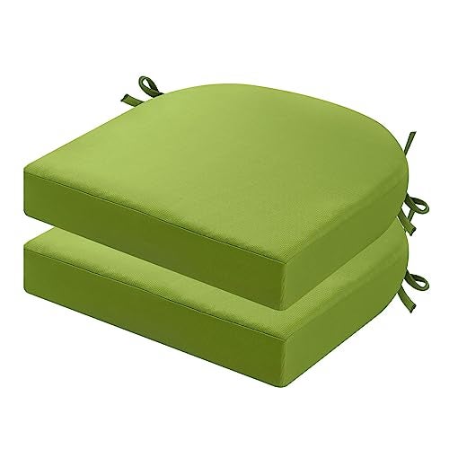 idee-home ideehome Outdoor Chair Cushions Set of 2 Thick 19 x 19 x 3 Outdoor Seat Cushions Patio Furniture Waterproof with Ties Dining Pads - Image 1
