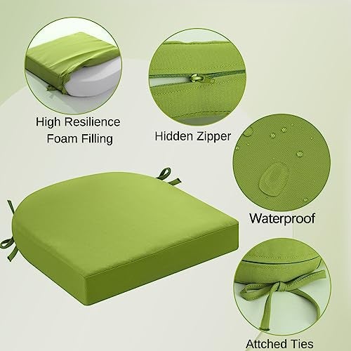 idee-home ideehome Outdoor Chair Cushions Set of 2 Thick 19 x 19 x 3 Outdoor Seat Cushions Patio Furniture Waterproof with Ties Dining Pads - Image 3