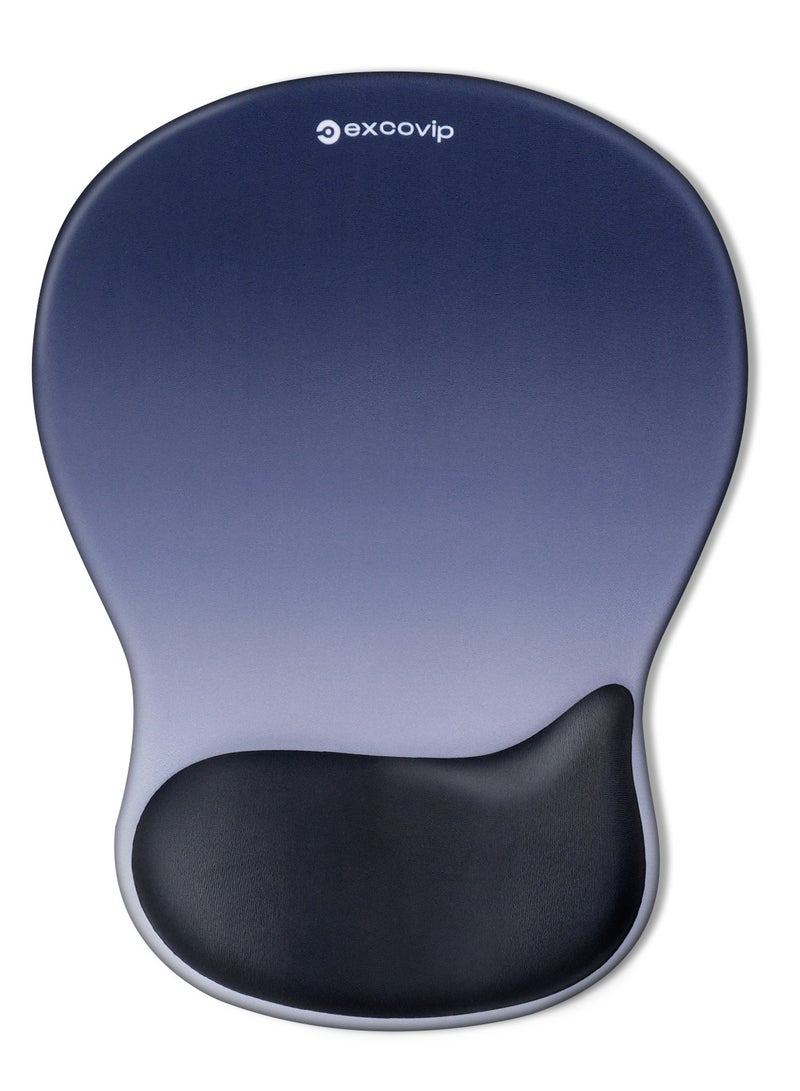 excovip Mouse Pad With Wrist Support- Premium Lycra Fabric, Soft And Comfortable Ergonomic Computer Mouse Mat with Non-Slip PU Base for Office & Home(Blue&Black) - Image 1