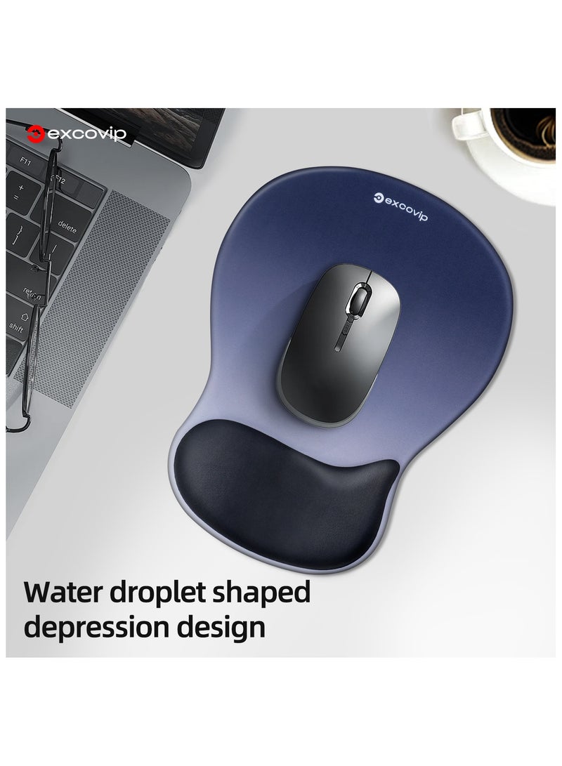excovip Mouse Pad With Wrist Support- Premium Lycra Fabric, Soft And Comfortable Ergonomic Computer Mouse Mat with Non-Slip PU Base for Office & Home(Blue&Black) - Image 3