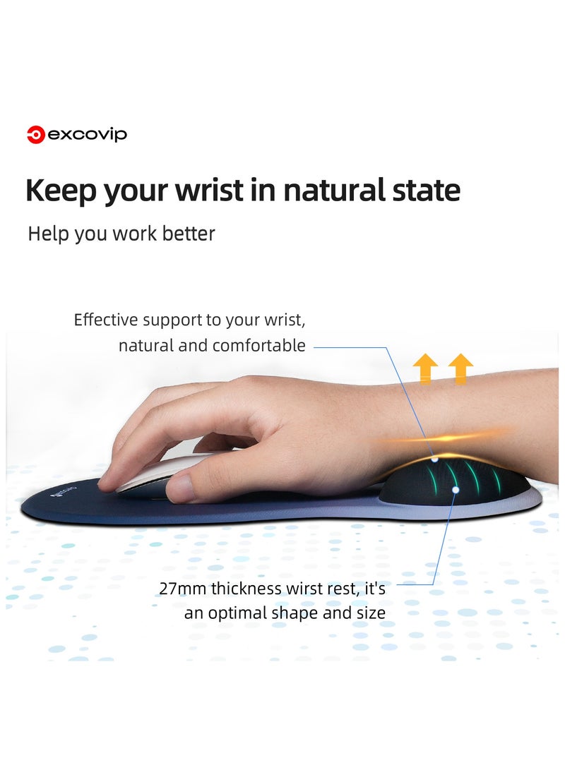 excovip Mouse Pad With Wrist Support- Premium Lycra Fabric, Soft And Comfortable Ergonomic Computer Mouse Mat with Non-Slip PU Base for Office & Home(Blue&Black) - Image 5