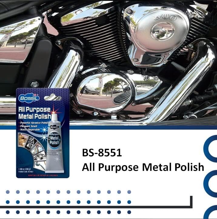 Bossil All Purpose Metal Polish Clean & Polish Metal Surfaces Chrome, Aluminum, Stainless Steel, Copper Brass, etc. BS - 8551 - Image 2