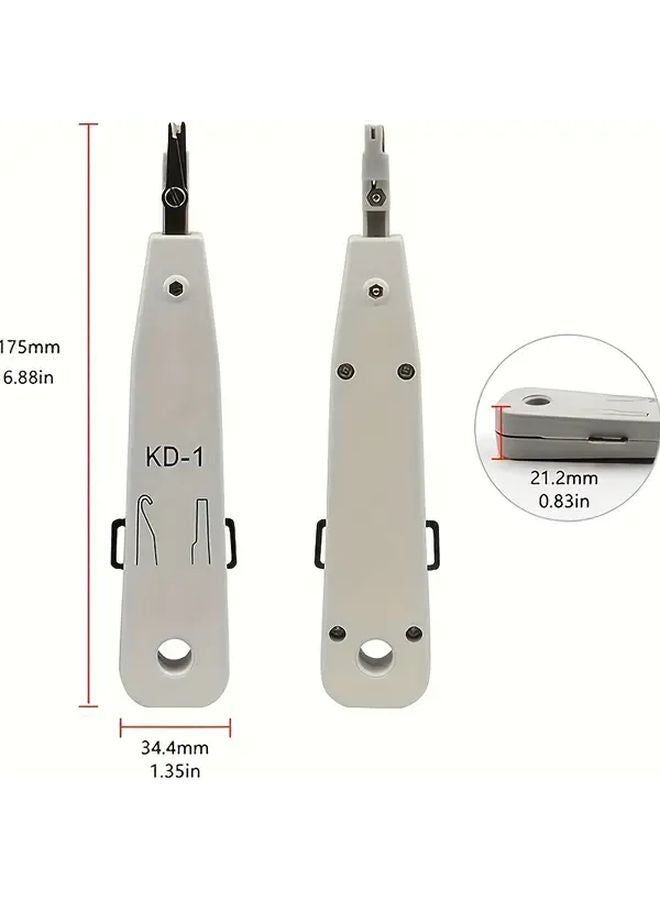 White Heavy Duty Manual Network Wire Punch Down Tool with Impact Mechanism for Ethernet Cabling - Image 4