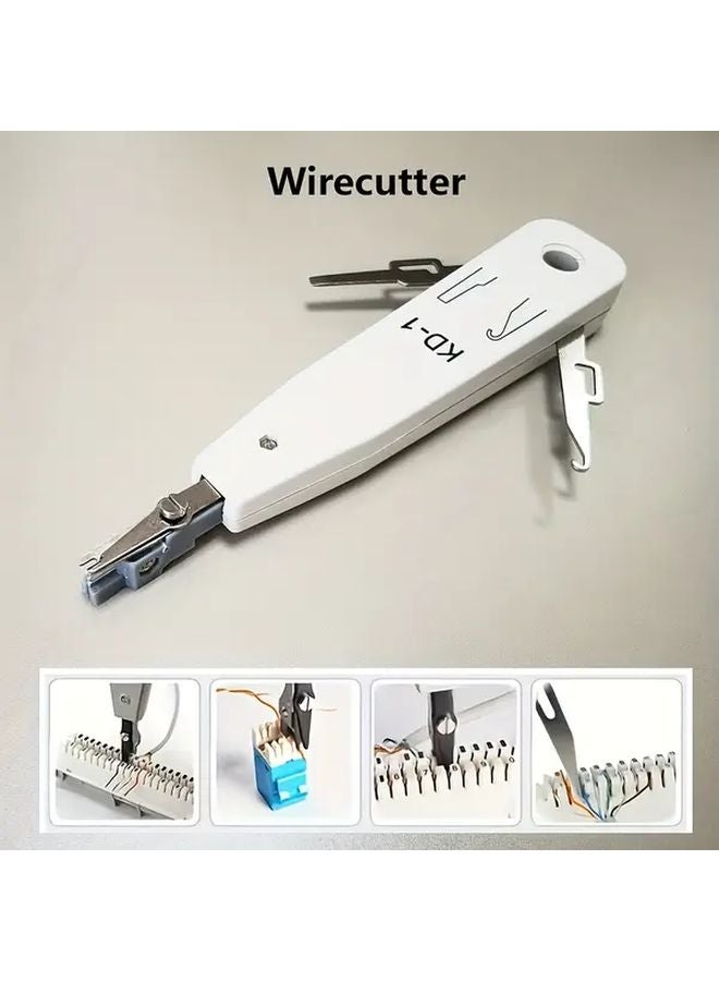 White Heavy Duty Manual Network Wire Punch Down Tool with Impact Mechanism for Ethernet Cabling - Image 2