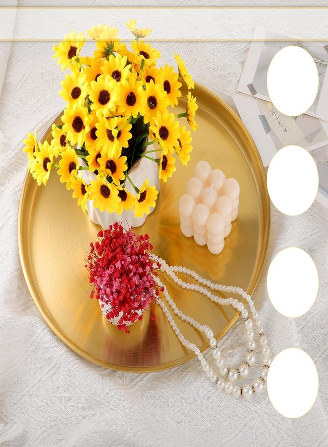 Lemecima 2 Pcs 12 Inch Gold Round Serving Tray Stainless Steel Circle Decorative Vanity Gold Plate Metal Jewelry Makeup Organizer Dishes for Gift Wedding Coffee Table Bathroom Dessert Christmas - Image 3