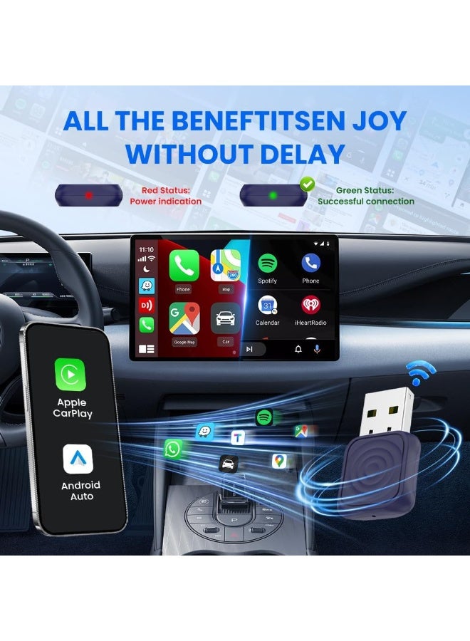GTSOL Wireless CarPlay Adapter – Convert Wired to Wireless Apple CarPlay & Android Auto, Fast Bluetooth 5.3 & 5.8GHz WiFi, Mini USB/Type-C Plug & Play with Stable No-Delay Connection - Image 5