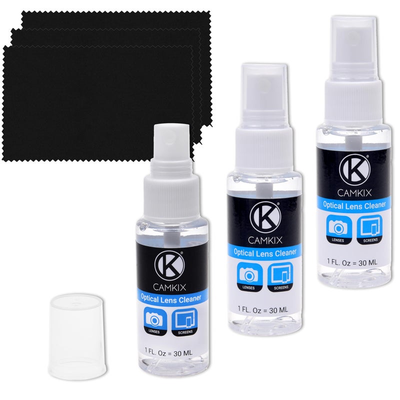 CamKix Lens and Screen Cleaning Kit - 3X Cleaning Spray, 3X Microfiber Cloth - Perfect to Clean The Lens of Your DSLR Camera (3 Bottles) - Image 3