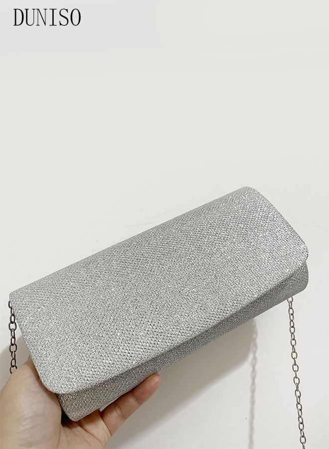 DUNISO 4Pcs Clutch Bag Rhinestone Jewelry Set with Necklace Earrings Bracelets Rhinestone Purse Bag Glitter Evening Bag Wedding Bridal Bridesmaid Costume Jewelry Set for Women and Girls Dress Accessories - Image 4