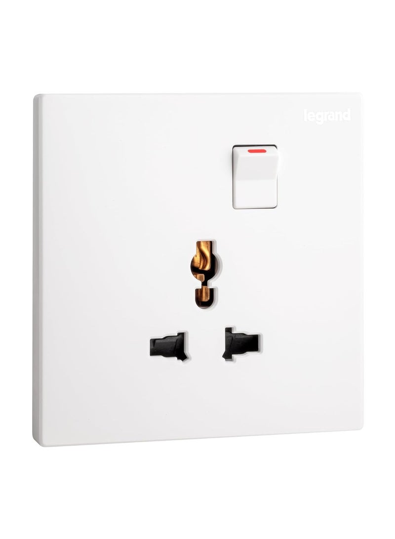 ليجراند مفتاح ليجراند العالمي أحادي الفتحة بمقبس ١٣ أمبير من سلسلة غاليون الأبيض - ٢٨٢٤٣٤