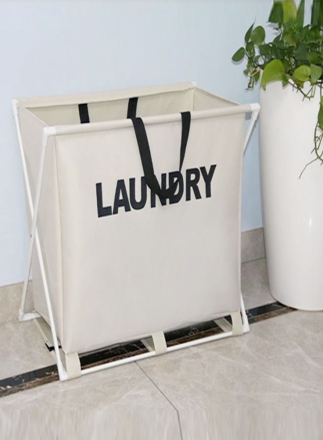 fashionhome Modern Design Foldable Large Capacity Laundry Basket Clothes Storage Bag with Handles and Brackets 64x39x58 cm - Image 1