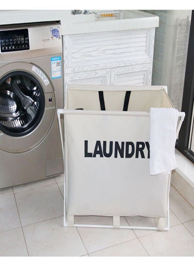 fashionhome Modern Design Foldable Large Capacity Laundry Basket Clothes Storage Bag with Handles and Brackets 64x39x58 cm - Image 2