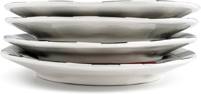 DEMDACO Heartful Home Holiday Black White Striped 65 Inch Ceramic Stoneware Christmas Tabletop Dcor Round Appetizer Serving Dish Plate Set of 4 Snowman Santa Tree Candy Cane - Image 3