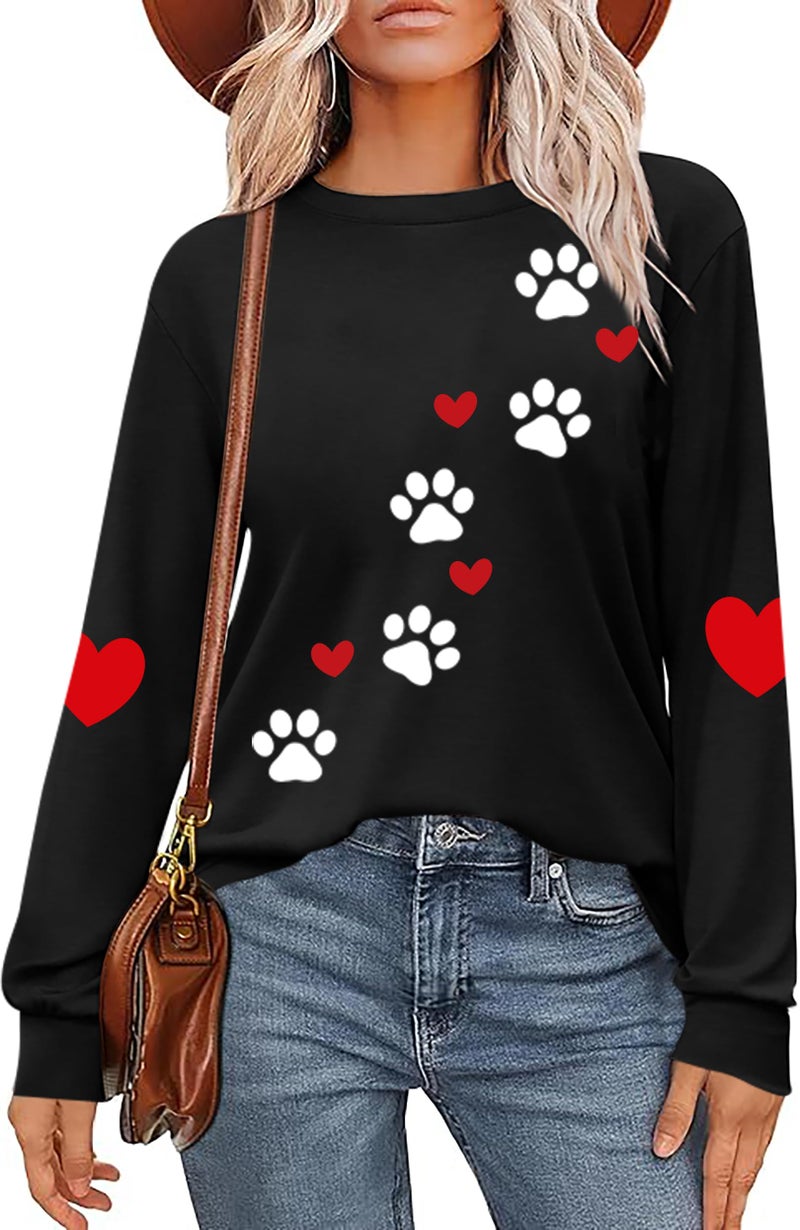 CAZYCHILD Valentines Day Shirt for Women: Love Heart Graphic Long Sleeve Valentine Pullover Tops Casual Valentines Gifts - Image 1