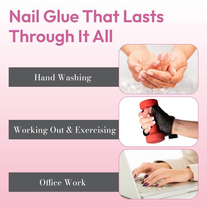 Goldfinger Professional Nail Glue - Super Strong, Fast-Drying, Long-Lasting, Easy Application, Perfect for Acrylic & Press-On Nails, Quick Repair, Pack of 5 - Image 5