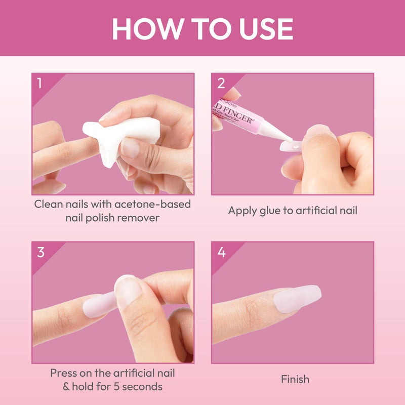 Goldfinger Professional Nail Glue - Super Strong, Fast-Drying, Long-Lasting, Easy Application, Perfect for Acrylic & Press-On Nails, Quick Repair, Pack of 5 - Image 3