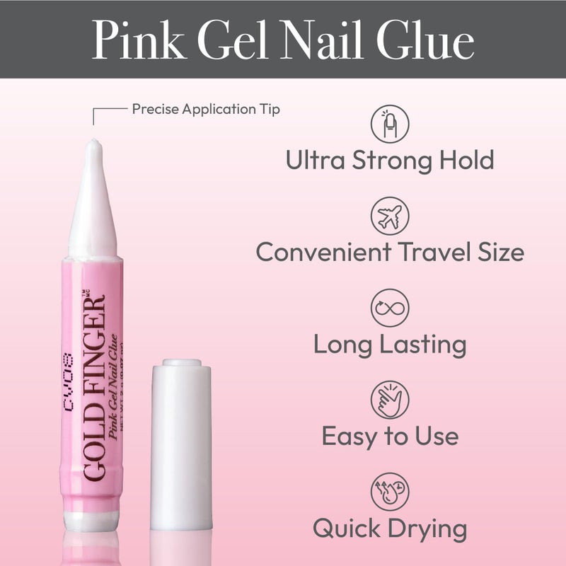 Goldfinger Professional Nail Glue - Super Strong, Fast-Drying, Long-Lasting, Easy Application, Perfect for Acrylic & Press-On Nails, Quick Repair, Pack of 5 - Image 2