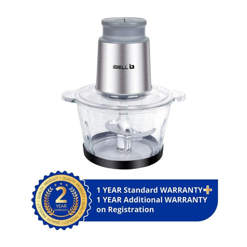 IBELL MT200GM Electric Chopper, 2-Yr Warranty, 2 Litre Glass Bowl, 700W, Multi Purpose for Cutting Slicing Meat, Vegetables, Nuts & Fruits (Silver) - Image 2