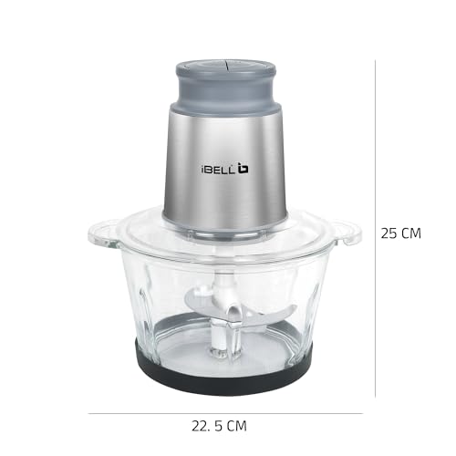 IBELL MT200GM Electric Chopper, 2-Yr Warranty, 2 Litre Glass Bowl, 700W, Multi Purpose for Cutting Slicing Meat, Vegetables, Nuts & Fruits (Silver) - Image 5