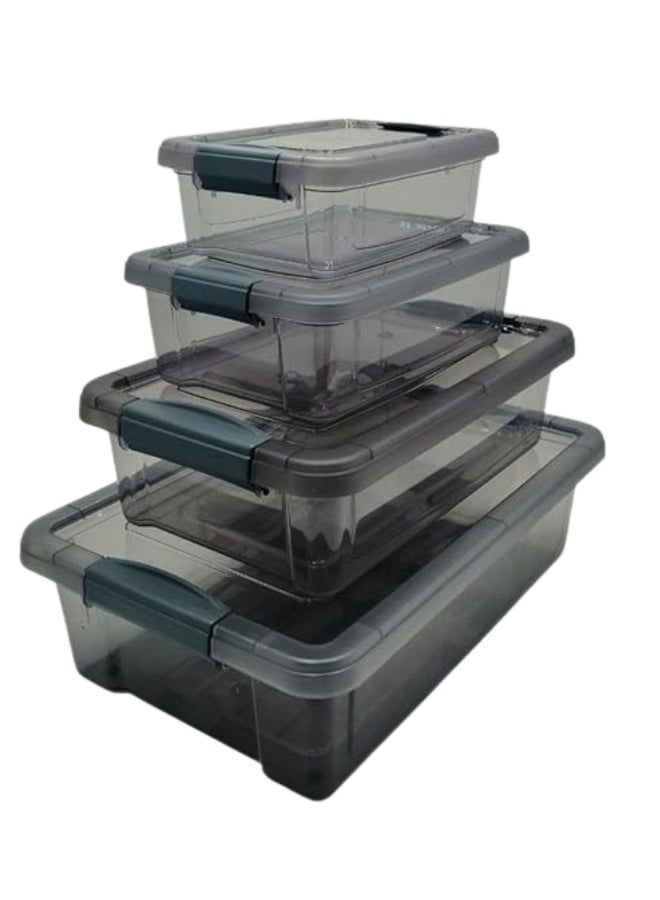 أورجانيزرز مجموعة من 4 حاويات تخزين (800-1500-3000-6000 مل) - رمادي - Image 1