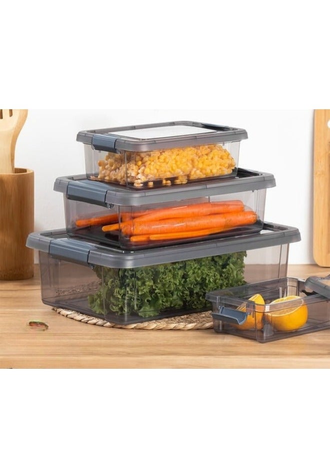 أورجانيزرز مجموعة من 4 حاويات تخزين (800-1500-3000-6000 مل) - رمادي - Image 3