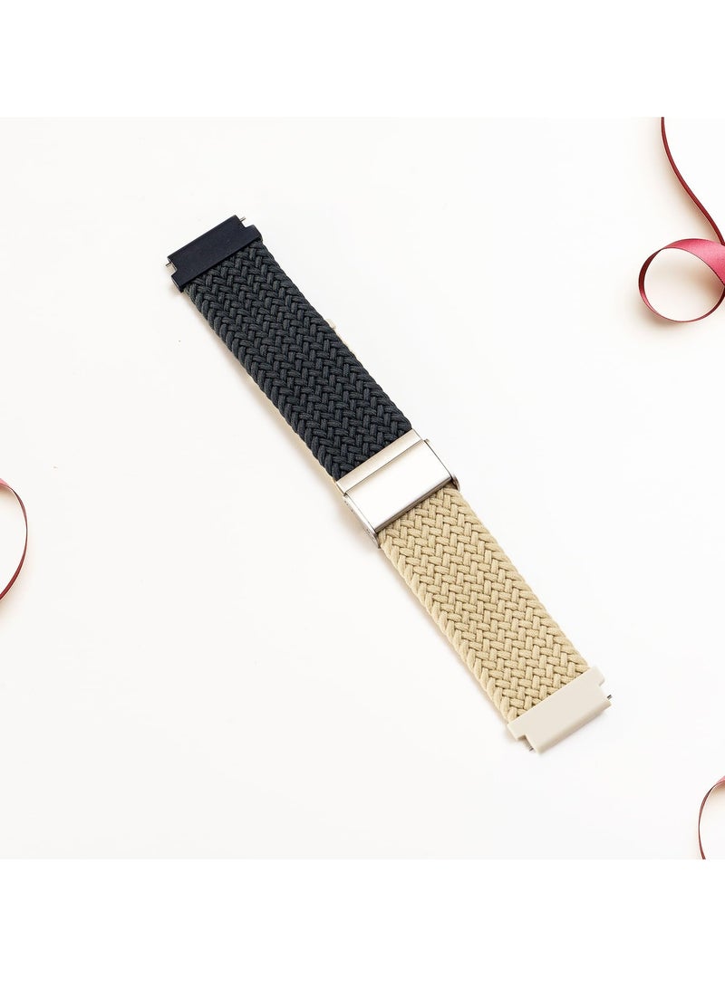 SYOSI Bands for Samsung Galaxy Watch 6/5/4/5 Pro/6/4 Classic/Active 2/Active/Watch 3, 20mm Elastic Braided Nylon Loop Sport Strap for 40mm, 44mm, 45mm, 43mm, 47mm, 42mm, 46mm, and 41mm, Blue Beige - Image 4