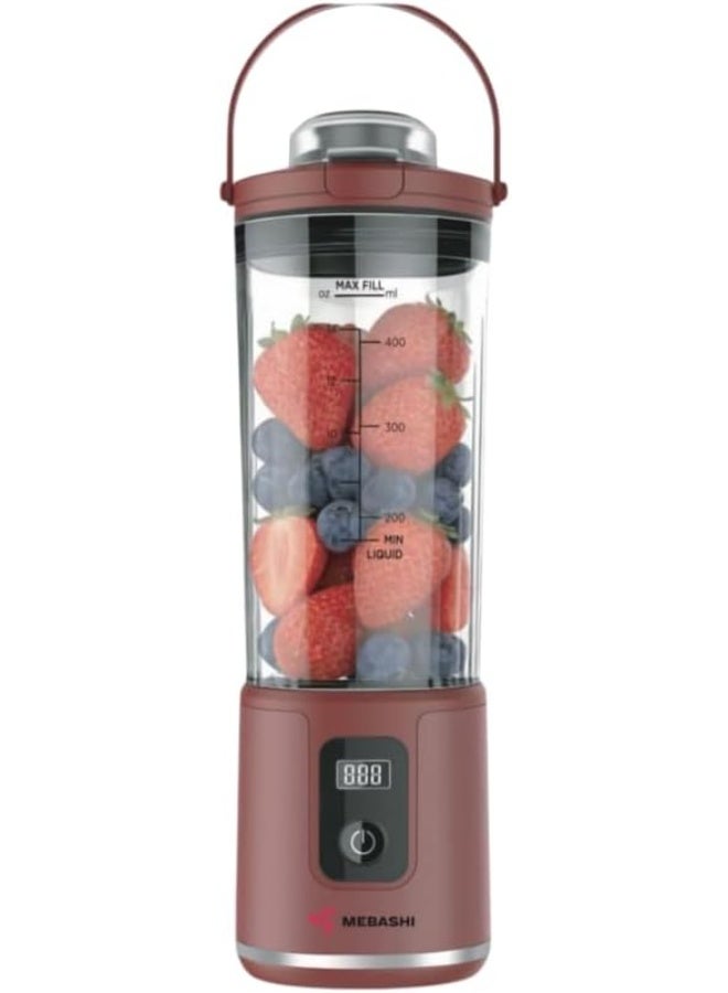 MEBASHI Portable Blender 450ml Rechargeable Personal Smoothie Maker, 100W USB Type-C Blender with Titanium Blades, Powerful 540 Motor, Travel Juicer Cup for Shakes, Protein Drinks & Fruits (Red)