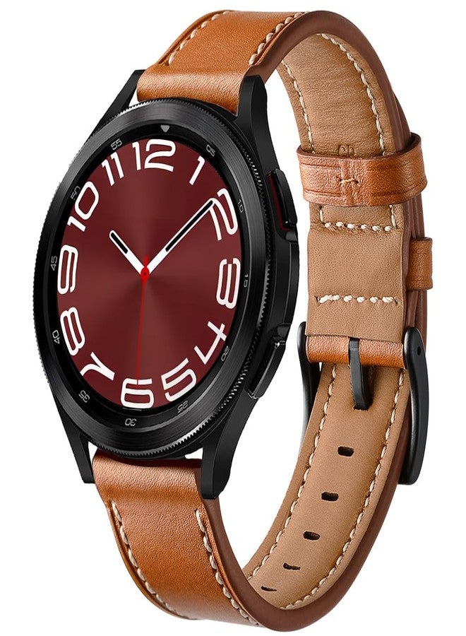 Olytop Galaxy Watch 8 Classic Band 46mm, Bands for Samsung Galaxy Watch8 40mm/44m (2025), Business Leather Wristband Replacement Strap for Men Women, Light Brown - Image 3