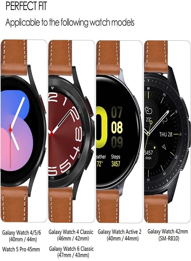 Olytop Galaxy Watch 8 Classic Band 46mm, Bands for Samsung Galaxy Watch8 40mm/44m (2025), Business Leather Wristband Replacement Strap for Men Women, Light Brown - Image 2