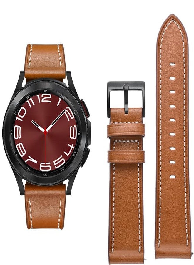 Olytop Galaxy Watch 8 Classic Band 46mm, Bands for Samsung Galaxy Watch8 40mm/44m (2025), Business Leather Wristband Replacement Strap for Men Women, Light Brown - Image 4
