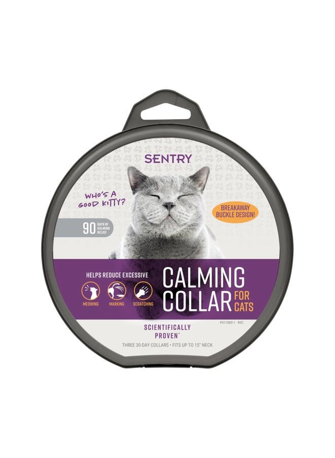 SENTRY PET Care Sentry Calming Collar for Cats, Long-Lasting Pheromone Collar Helps Calm Cats for 30 Days, Reduces Stress, Helps Calm Cats from Anxiety, Loud Noises, and Separation, 3 Count - Image 1