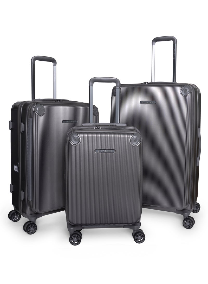GIORDANO Giordano Titanx Front Opening PC Hardshell Unbreakable Luggage Set Dark Grey, Expandable, Secure Lock, 4 Double Wheels Travel Lugggage, Laptop Compartment on Small Carry-on Cabin Luggage, Checked Luggage - Image 1