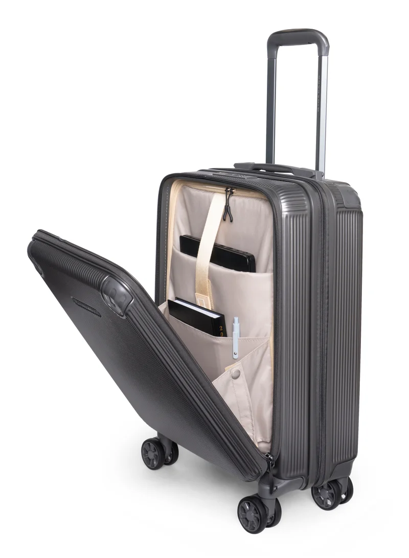 جيوردانو حقيبة سفر جيوردانو تايتانكس رمادي داكن قابلة للتوسيع بقفل آمن وعجلات مزدوجة مع مقصورة للابتوب في الحقيبة الصغيرة