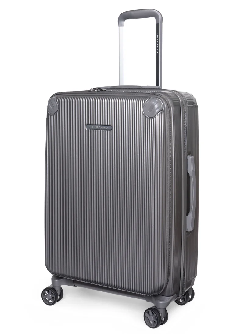 GIORDANO grey Giordano Titanx Front Opening PC Hardshell Unbreakable Luggage Set Dark Grey, Expandable, Secure Lock, 4 Double Wheels Travel Lugggage, Laptop Compartment on Small Carry-on Cabin Luggage, Checked Luggage  | Best Price UAE