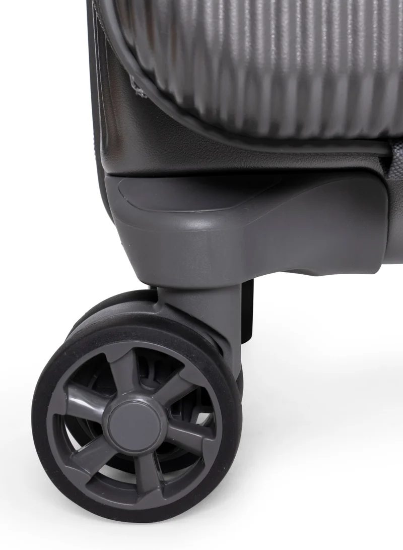 GIORDANO grey Giordano Titanx Front Opening PC Hardshell Unbreakable Luggage Set Dark Grey, Expandable, Secure Lock, 4 Double Wheels Travel Lugggage, Laptop Compartment on Small Carry-on Cabin Luggage, Checked Luggage  | Best Price UAE