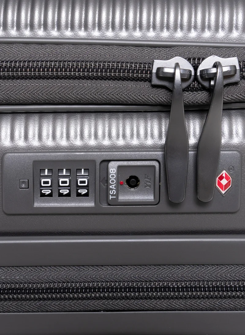 GIORDANO grey Giordano Titanx Front Opening PC Hardshell Unbreakable Luggage Set Dark Grey, Expandable, Secure Lock, 4 Double Wheels Travel Lugggage, Laptop Compartment on Small Carry-on Cabin Luggage, Checked Luggage  | Best Price UAE