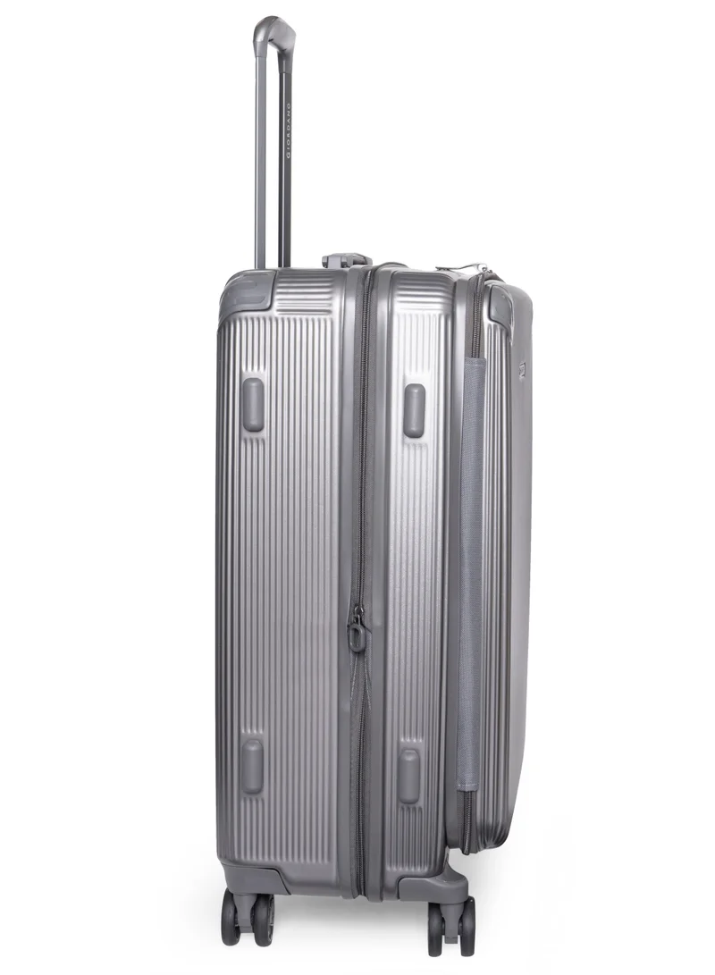 GIORDANO grey Giordano Titanx Front Opening PC Hardshell Unbreakable Luggage Set Dark Grey, Expandable, Secure Lock, 4 Double Wheels Travel Lugggage, Laptop Compartment on Small Carry-on Cabin Luggage, Checked Luggage  | Best Price UAE