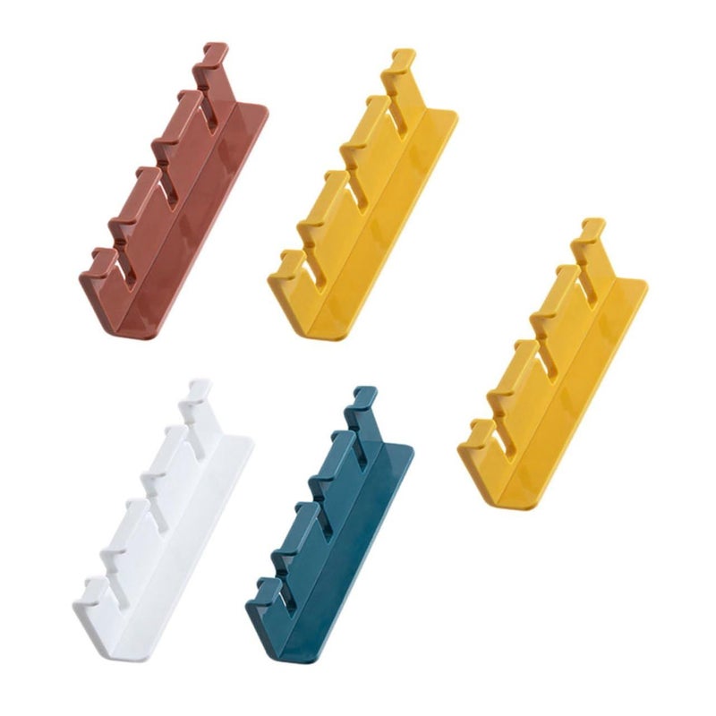 Wall Mounted Toothbrush Holder Adhesive 5pcs Set For Bathroom Organization Random Color - Image 5