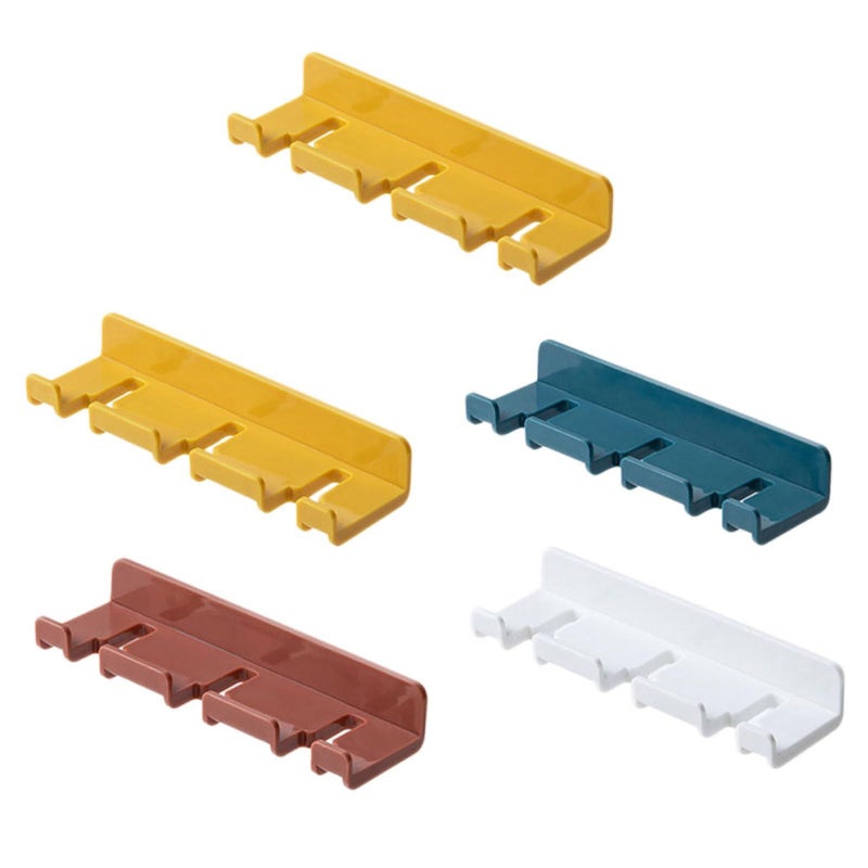 Wall Mounted Toothbrush Holder Adhesive 5pcs Set For Bathroom Organization Random Color - Image 2