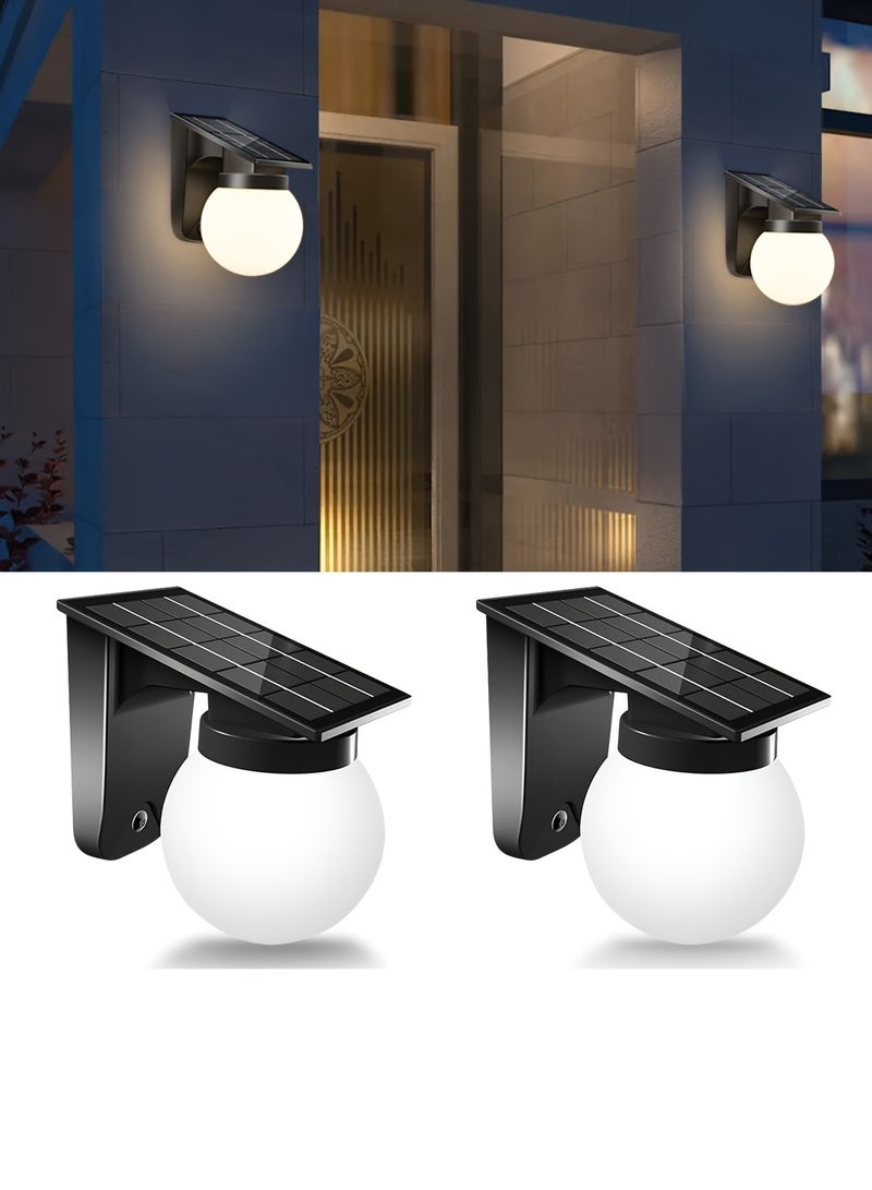 مودي مصابيح جدارية تعمل بالطاقة الشمسية - طقم 2 قطع – إضاءة LED خارجية بـ 3 أوضاع ألوان، مقاومة للماء IP65، بطارية 3600mAh – إنارة أسوار وبوابات تعمل تلقائيًا - Image 1