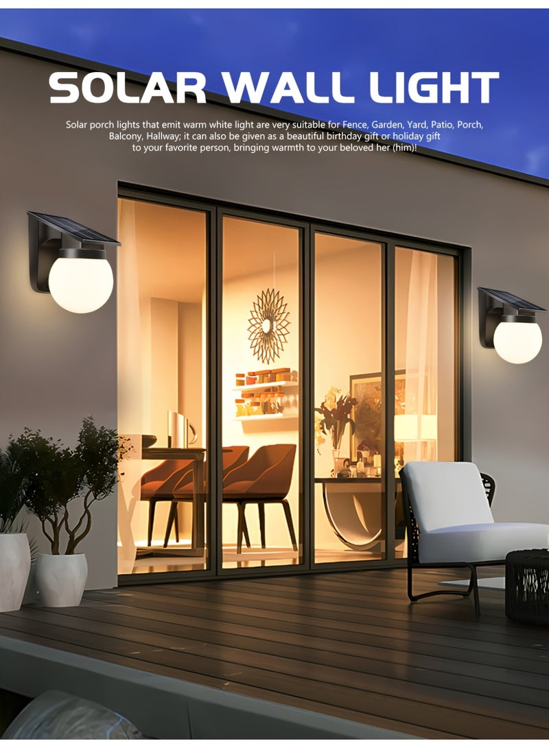 مودي مصابيح جدارية تعمل بالطاقة الشمسية - طقم 2 قطع – إضاءة LED خارجية بـ 3 أوضاع ألوان، مقاومة للماء IP65، بطارية 3600mAh – إنارة أسوار وبوابات تعمل تلقائيًا - Image 2