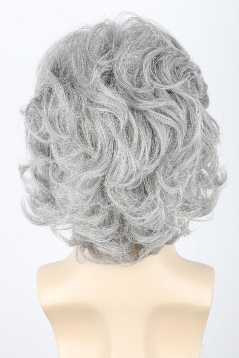LeMarnia Old Man Wigs and Beard Set Grey Short Wavy Men Wig Halloween Costume Party Wig - Image 4