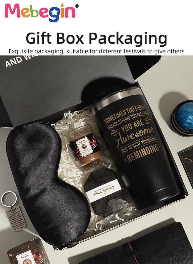 MEBEGIN 12PCS Gift Set for Men, Unqiue Gifts Kit with Pair of Sock, Diamond-shaped Soap, Notebook, Scented Candle and Other Items, Relaxing Spa Gift Basket, Creative Gifts for Father, Boyfriend, Husband, Brother, Grandpa - Image 2