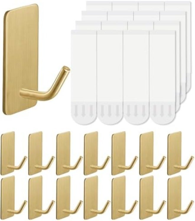 Hoousuper 14 Pcs Towel Hooks with Removable Strips for Hanging, Adhesive Wall Heavy Duty, Outdoor No Damage, Sticky Hook for Bathrooms, Shower, Stockings, Decor, Robe, Small, Black 304 Stainless Steel - Image 1
