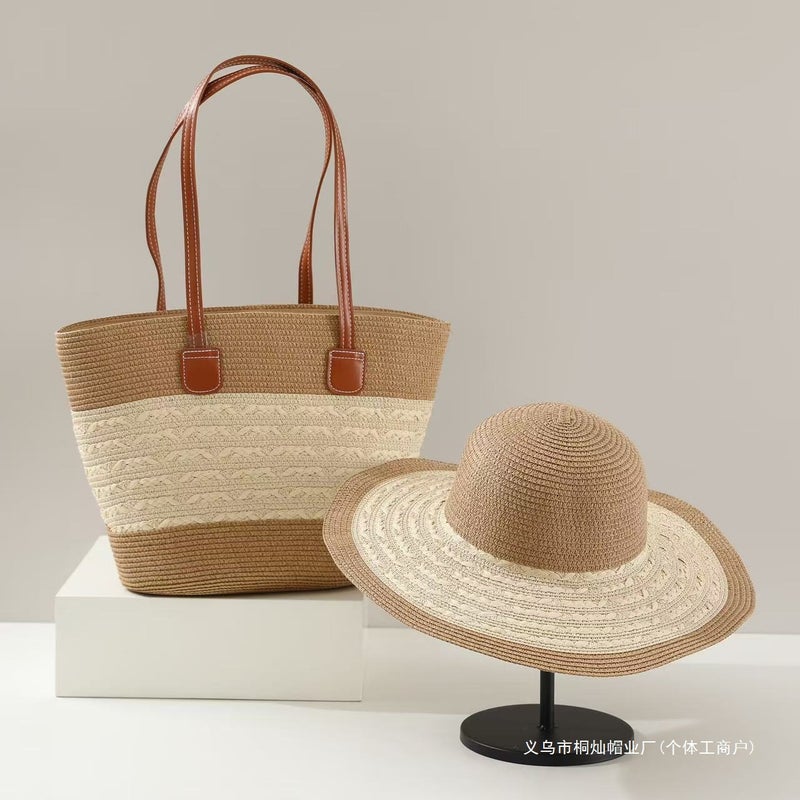 Women'S Casual Fashion Commuter Striped Summer Straw Bag Tote Bag Large Capacity New Seaside Beach Paper - Image 2