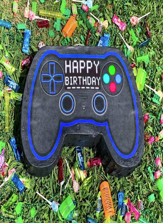 Jergrim Blue Video Game Controller Piñata (Small Stick Included) 17”x11”x 3” Perfect for Birthday Gamer Parties, Party Decor, Gaming theme parties and other Decorations - Image 4