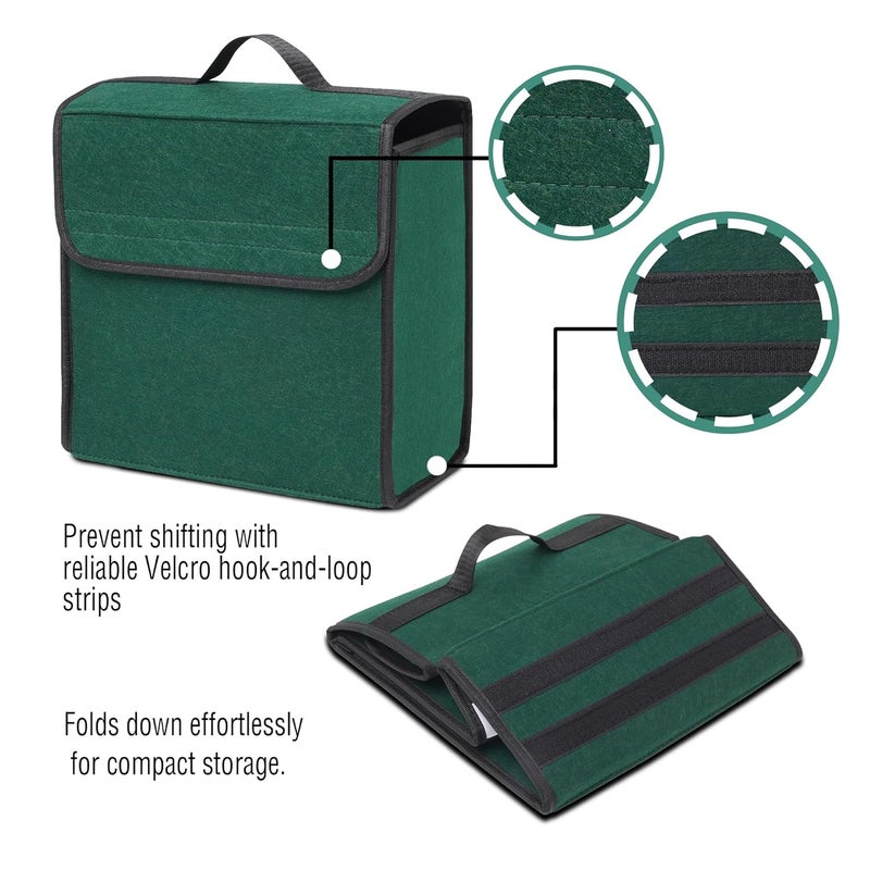 JVCV منظم صندوق السيارة ®، تخزين السيارة ومنظم ملحقات السيارة المضادة للانزلاق لمنظمة السيارة، SUV، سيدان، شاحنة، ميني فان قاع مضاد للانزلاق (صغير - أخضر) - Image 2