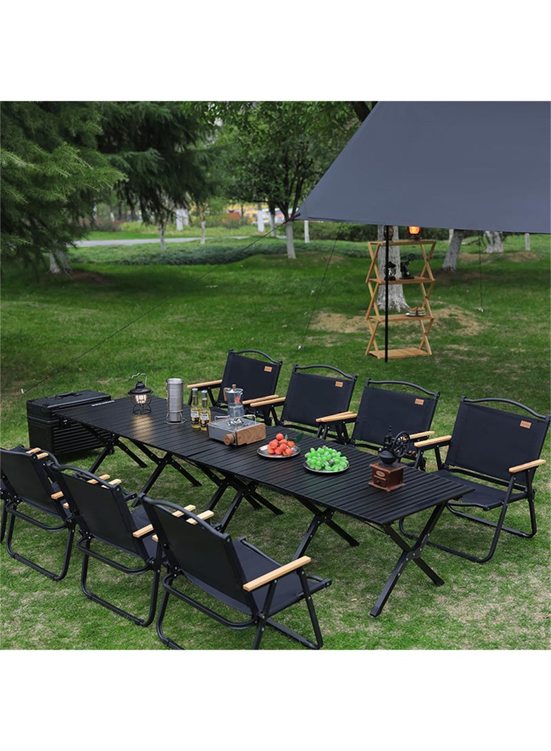 تايمي طاولة خشبية قابلة للطي مع حقيبة حمل للأستخدام الداخلي والخارجي، طاولة محمولة للحديقة والفناء والشاطئ والتخييم والكشتات والرحلات البرية، لون أسود - 45x60x120 سم - Image 4